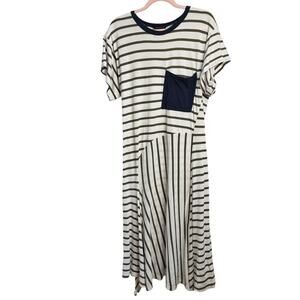 The Fifth Label Striped Midi Pocket T Shirt Dress